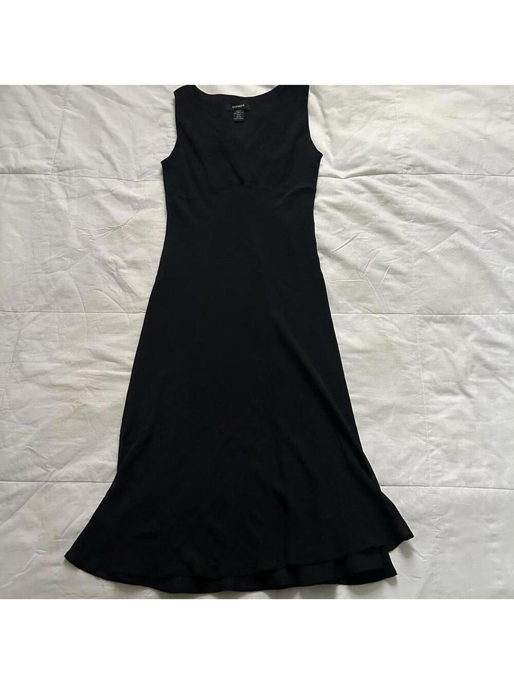 Express Black Silk Sleeveless Midi Dress Size 12